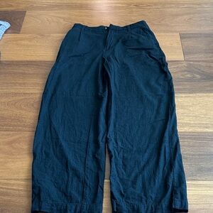 H&M Black Straight-Leg Women's Pants linen